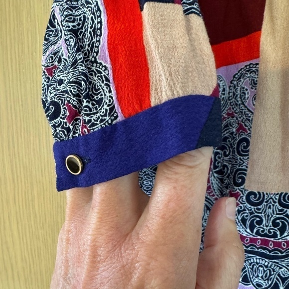 Anthropologie Maeve Mixed Pattern Button Front Dress / Quarter Sleeve / size 4 - Picture 5 of 10